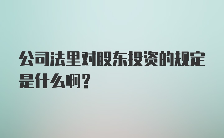 公司法里对股东投资的规定是什么啊？