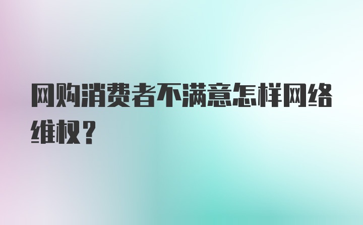 网购消费者不满意怎样网络维权?