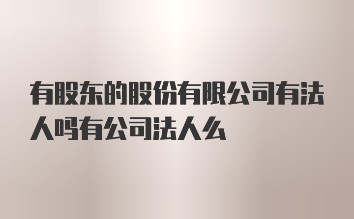 有股东的股份有限公司有法人吗有公司法人么