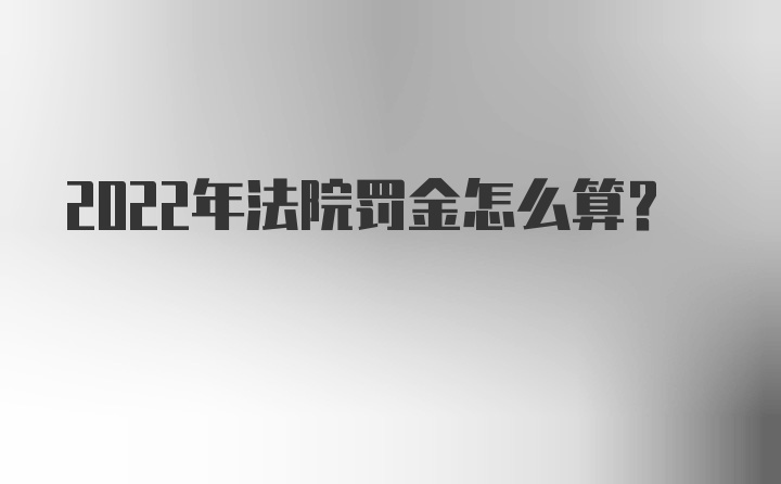 2022年法院罚金怎么算？