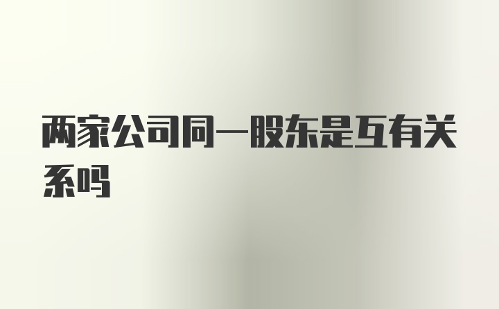 两家公司同一股东是互有关系吗