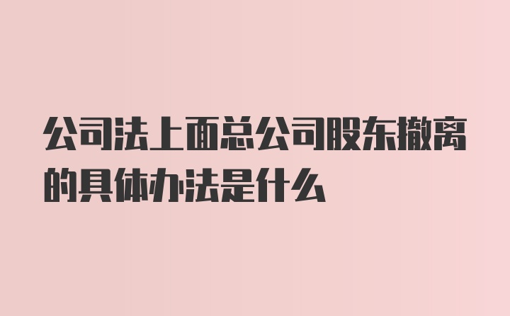 公司法上面总公司股东撤离的具体办法是什么