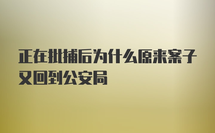 正在批捕后为什么原来案子又回到公安局