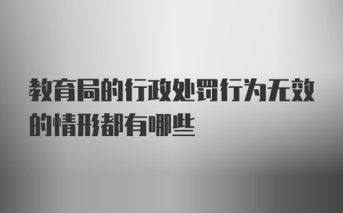 教育局的行政处罚行为无效的情形都有哪些