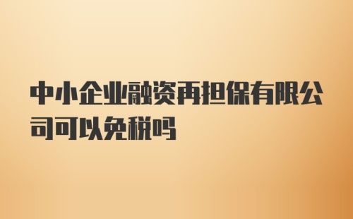 中小企业融资再担保有限公司可以免税吗