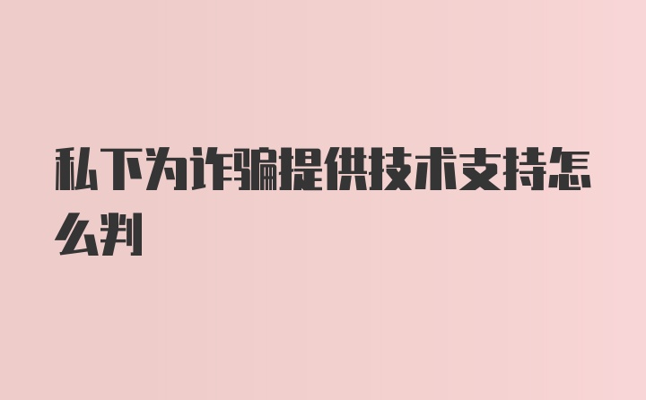 私下为诈骗提供技术支持怎么判