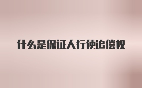 什么是保证人行使追偿权