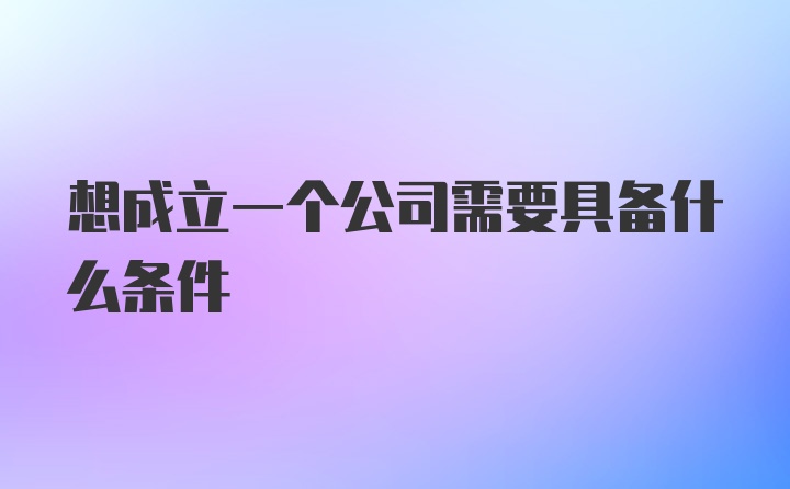 想成立一个公司需要具备什么条件