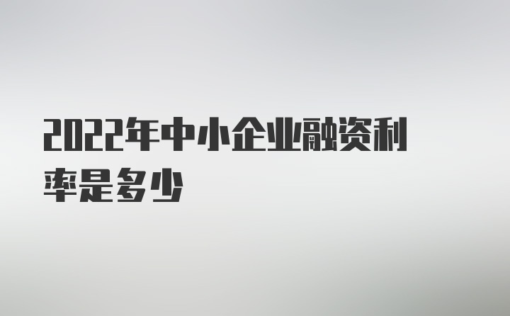 2022年中小企业融资利率是多少