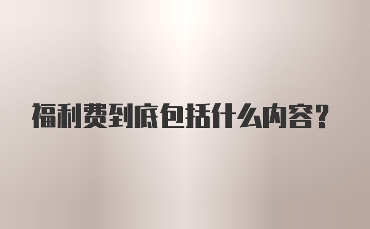 福利费到底包括什么内容？