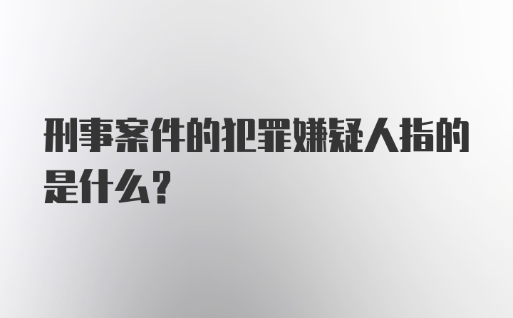 刑事案件的犯罪嫌疑人指的是什么?