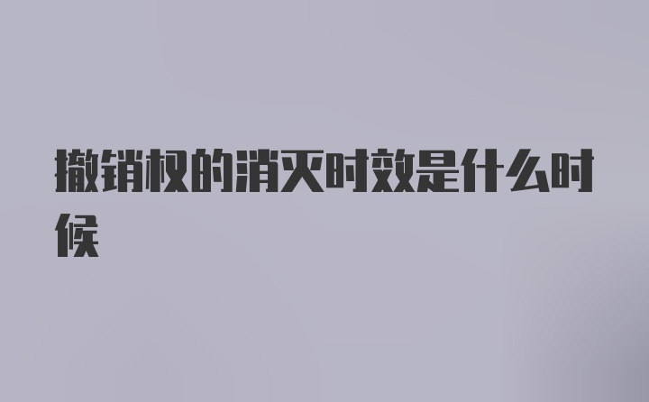 撤销权的消灭时效是什么时候