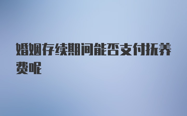 婚姻存续期间能否支付抚养费呢