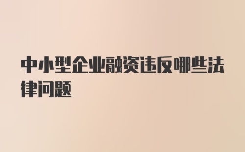 中小型企业融资违反哪些法律问题