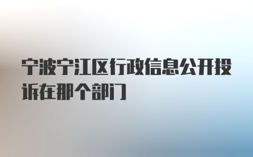 宁波宁江区行政信息公开投诉在那个部门