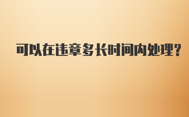 可以在违章多长时间内处理？