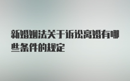 新婚姻法关于诉讼离婚有哪些条件的规定