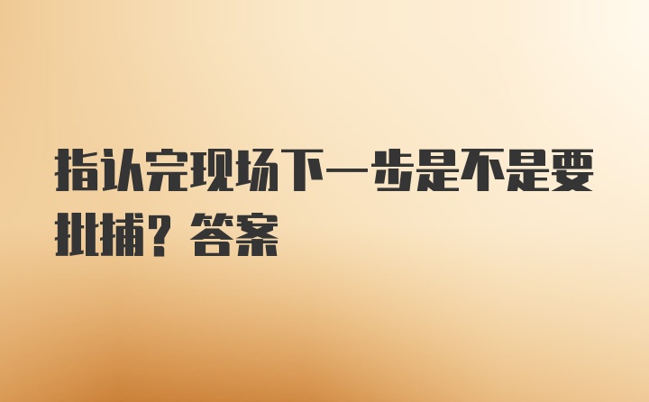 指认完现场下一步是不是要批捕？答案