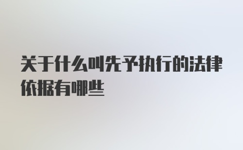 关于什么叫先予执行的法律依据有哪些