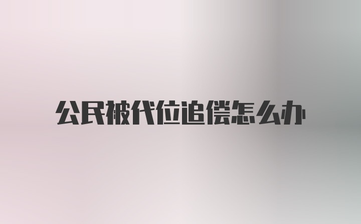 公民被代位追偿怎么办