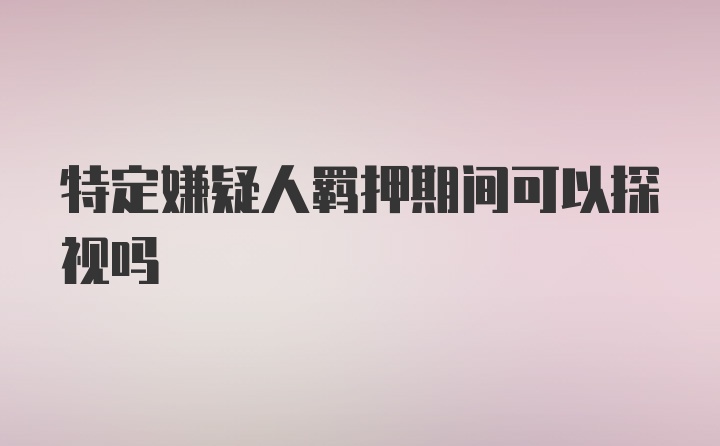 特定嫌疑人羁押期间可以探视吗