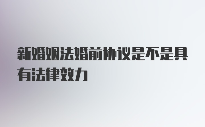 新婚姻法婚前协议是不是具有法律效力