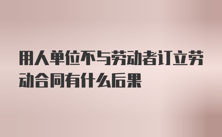 用人单位不与劳动者订立劳动合同有什么后果