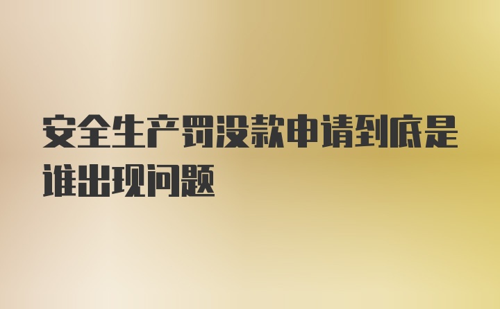 安全生产罚没款申请到底是谁出现问题