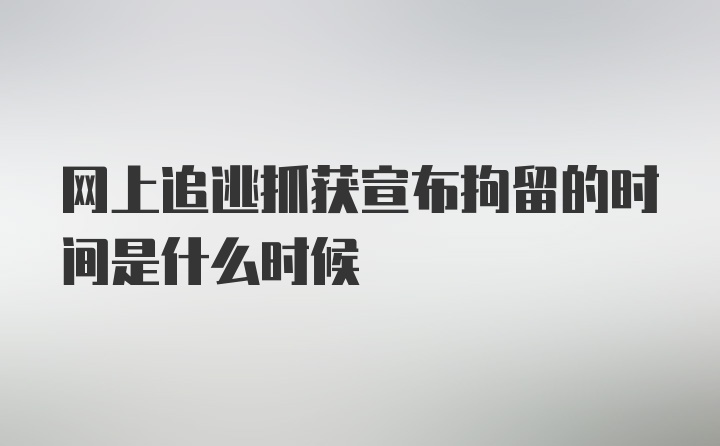 网上追逃抓获宣布拘留的时间是什么时候