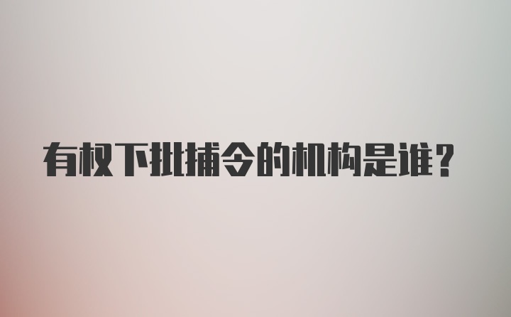 有权下批捕令的机构是谁？