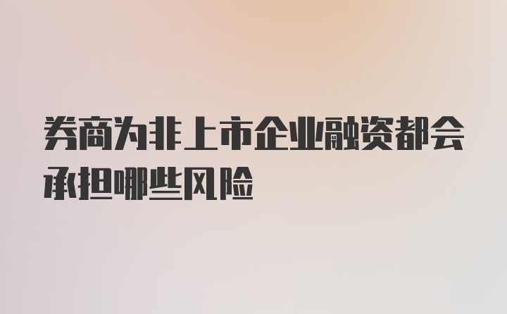 券商为非上市企业融资都会承担哪些风险