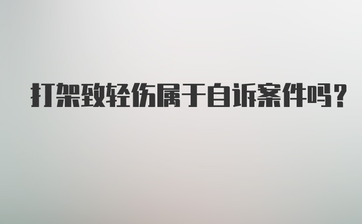 打架致轻伤属于自诉案件吗？