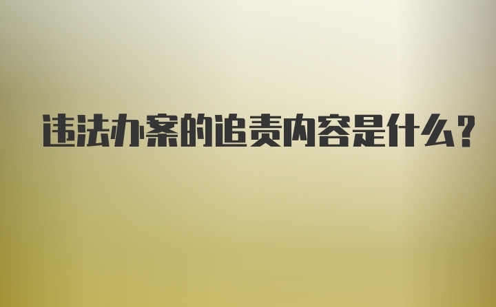 违法办案的追责内容是什么？