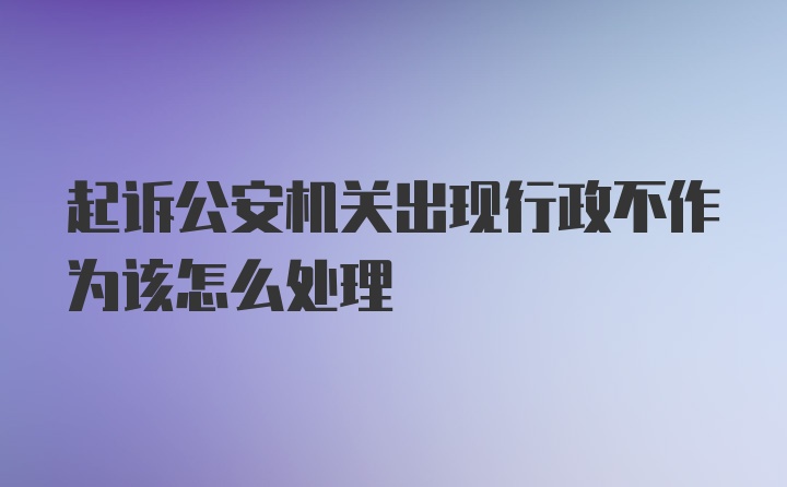 起诉公安机关出现行政不作为该怎么处理