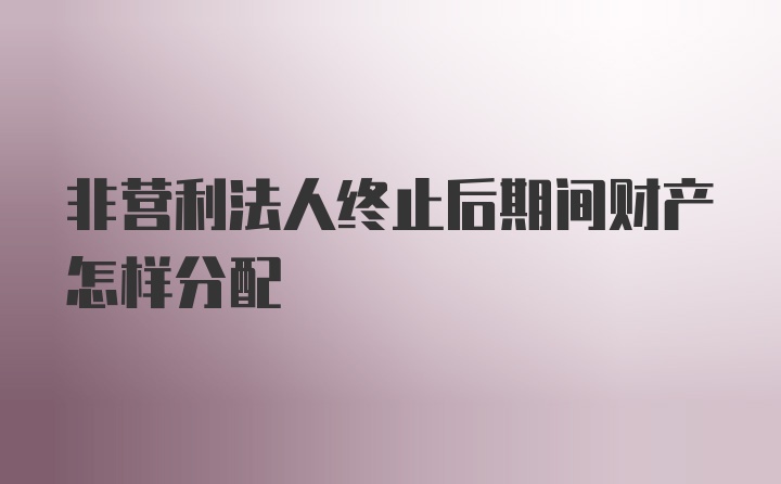 非营利法人终止后期间财产怎样分配