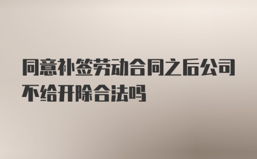 同意补签劳动合同之后公司不给开除合法吗