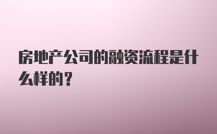 房地产公司的融资流程是什么样的？