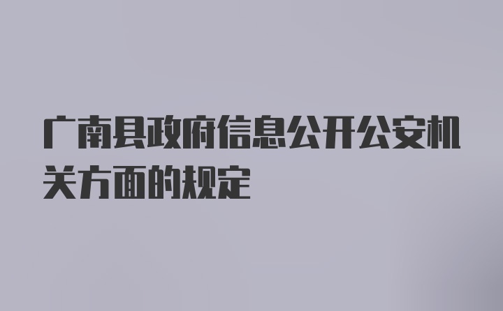 广南县政府信息公开公安机关方面的规定