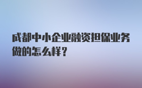 成都中小企业融资担保业务做的怎么样？