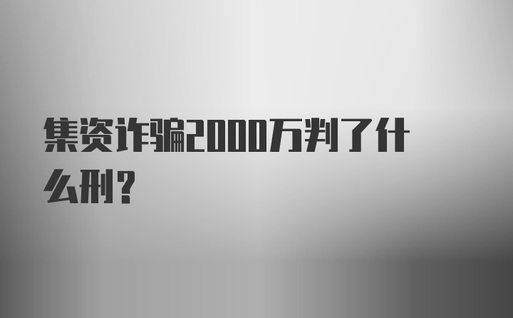 集资诈骗2000万判了什么刑？