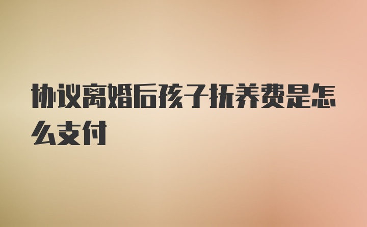 协议离婚后孩子抚养费是怎么支付