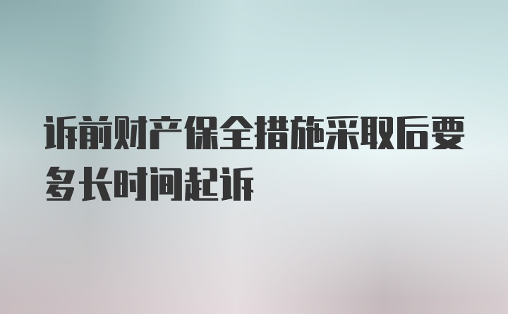 诉前财产保全措施采取后要多长时间起诉