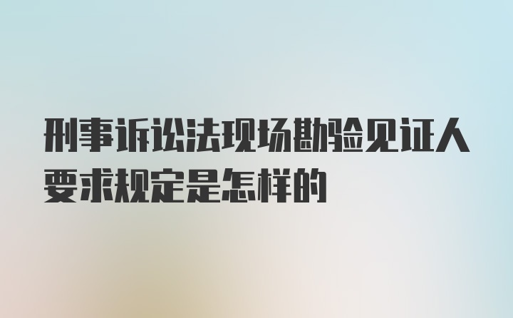 刑事诉讼法现场勘验见证人要求规定是怎样的