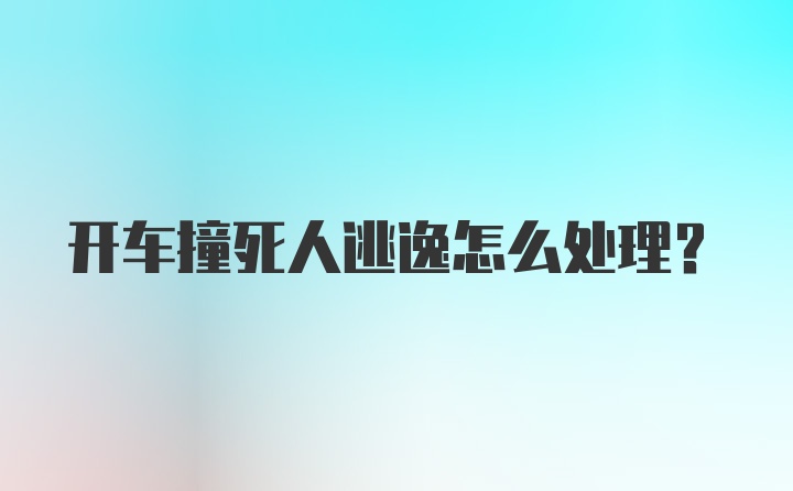 开车撞死人逃逸怎么处理？