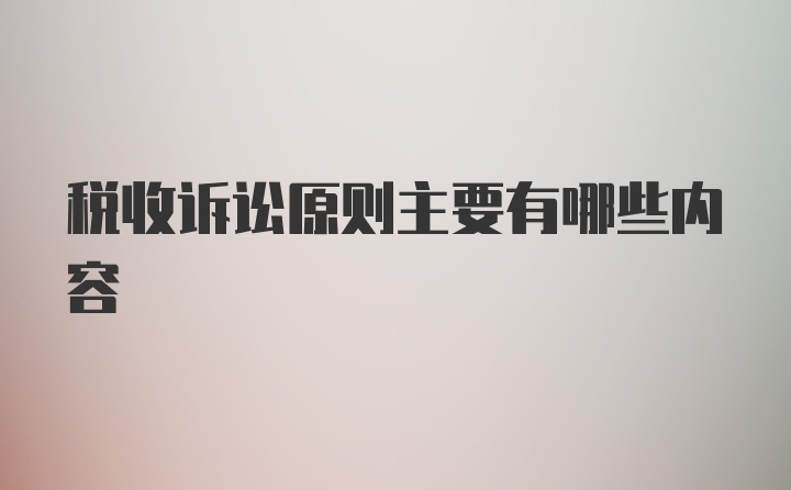 税收诉讼原则主要有哪些内容