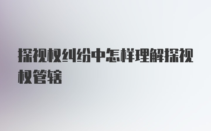 探视权纠纷中怎样理解探视权管辖