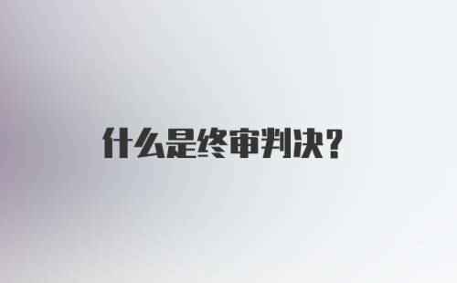 什么是终审判决？