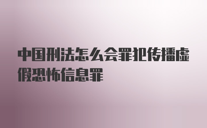 中国刑法怎么会罪犯传播虚假恐怖信息罪