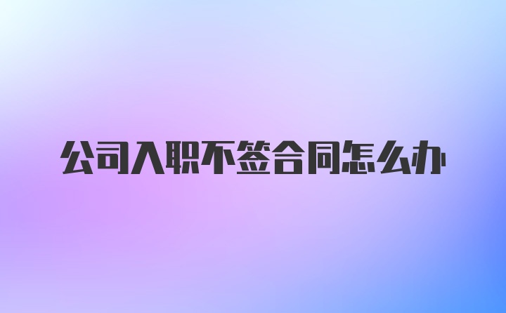 公司入职不签合同怎么办