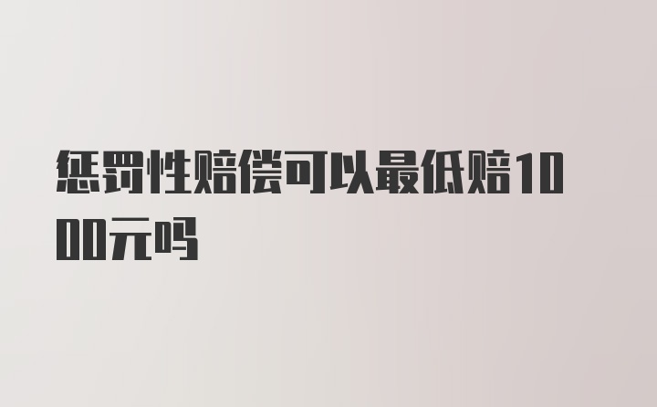 惩罚性赔偿可以最低赔1000元吗